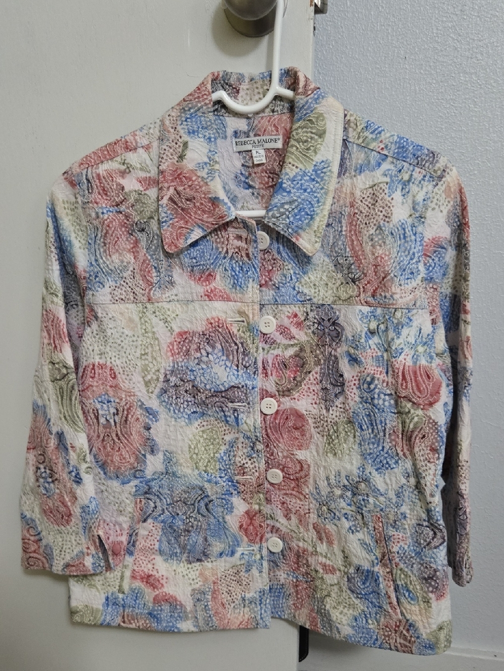 Rebecca Malone Pastel Floral Textured Button Jacket
